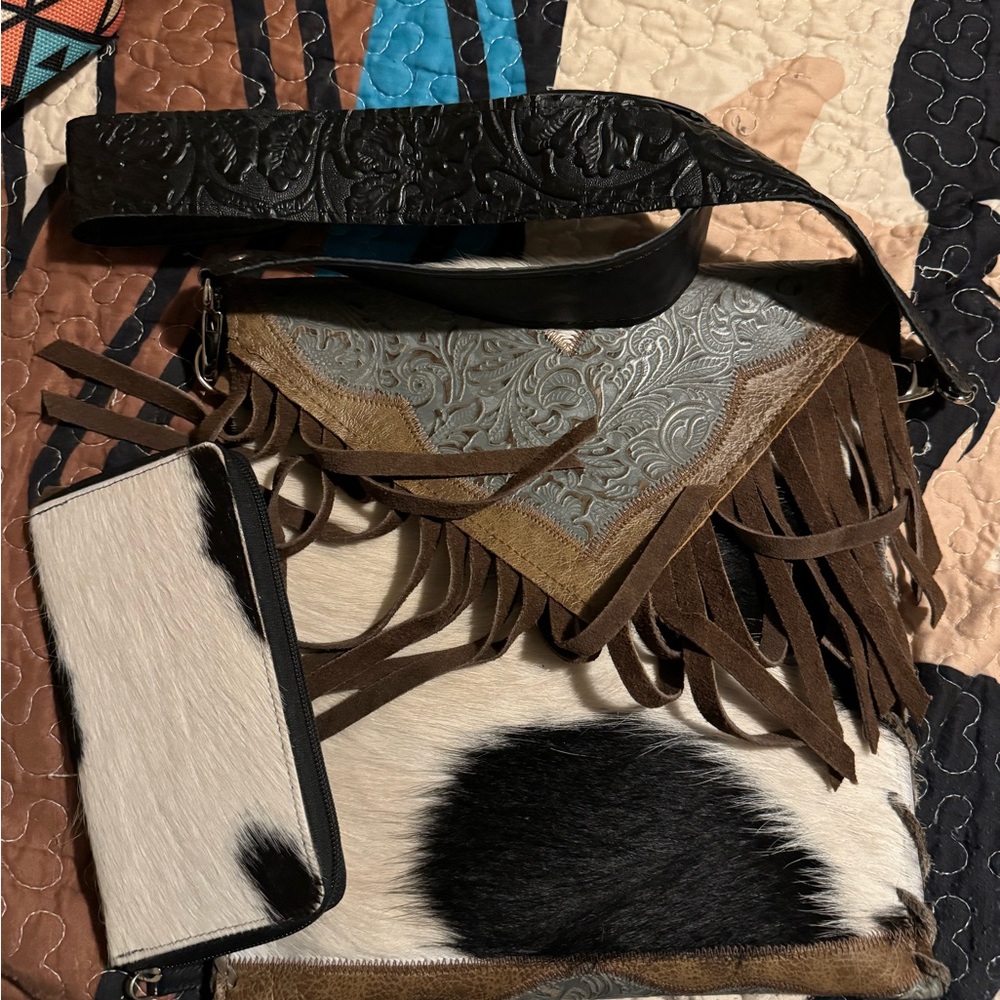 Custom made cowhide crossbody with wallet